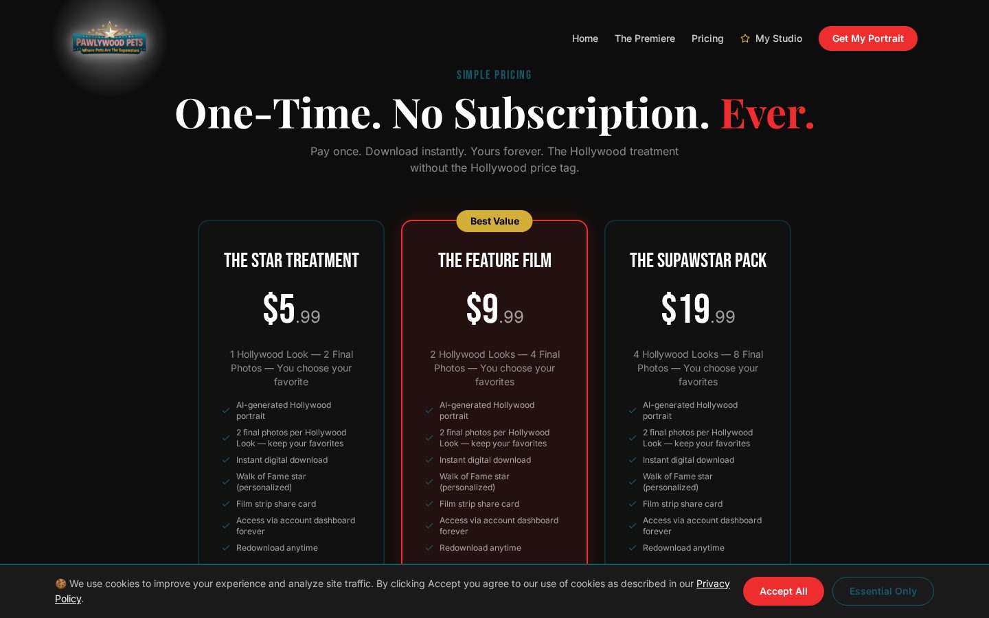 Pawlywood Pets Pricing