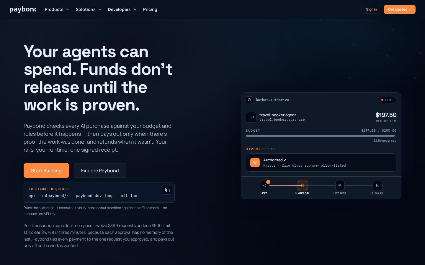 Paybond CLI Homepage