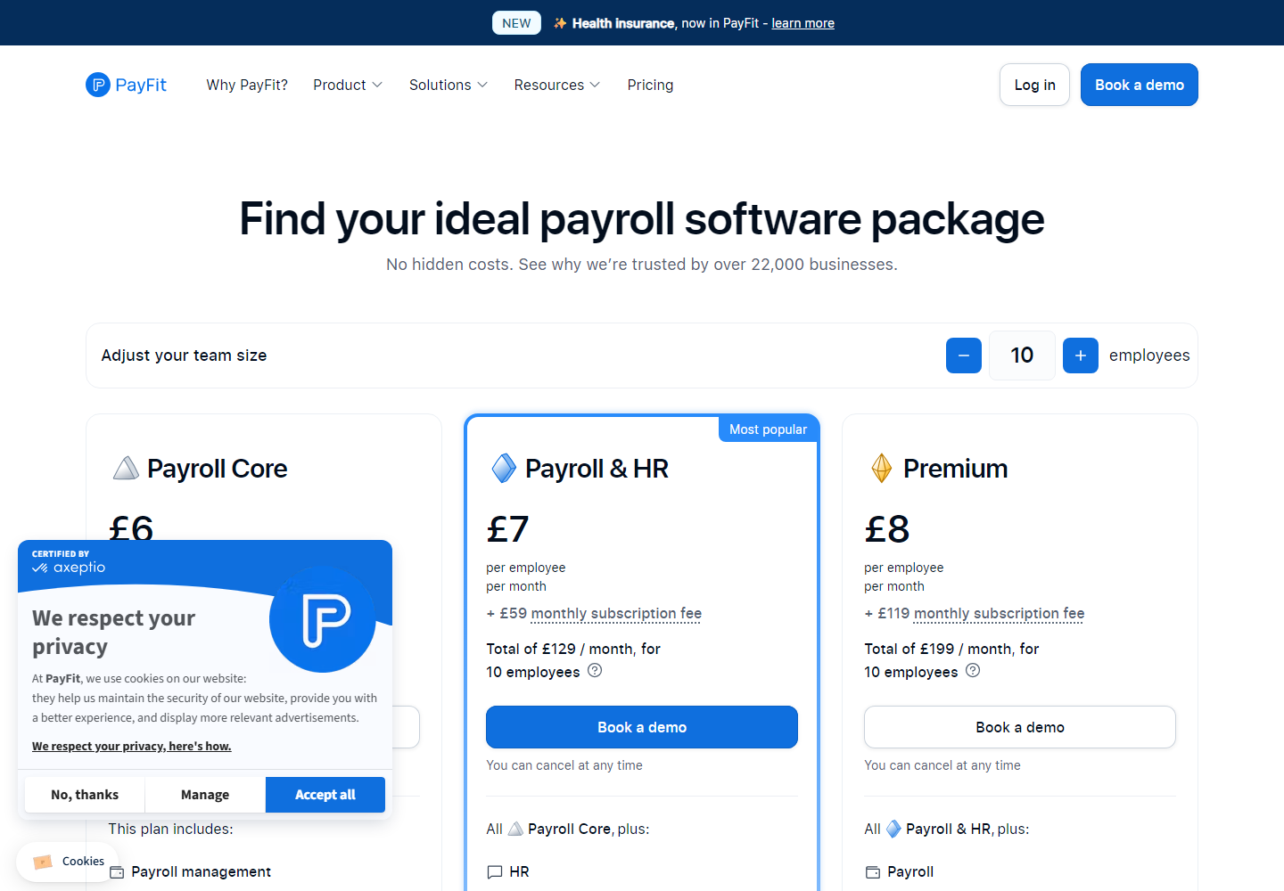 PayFit pricing