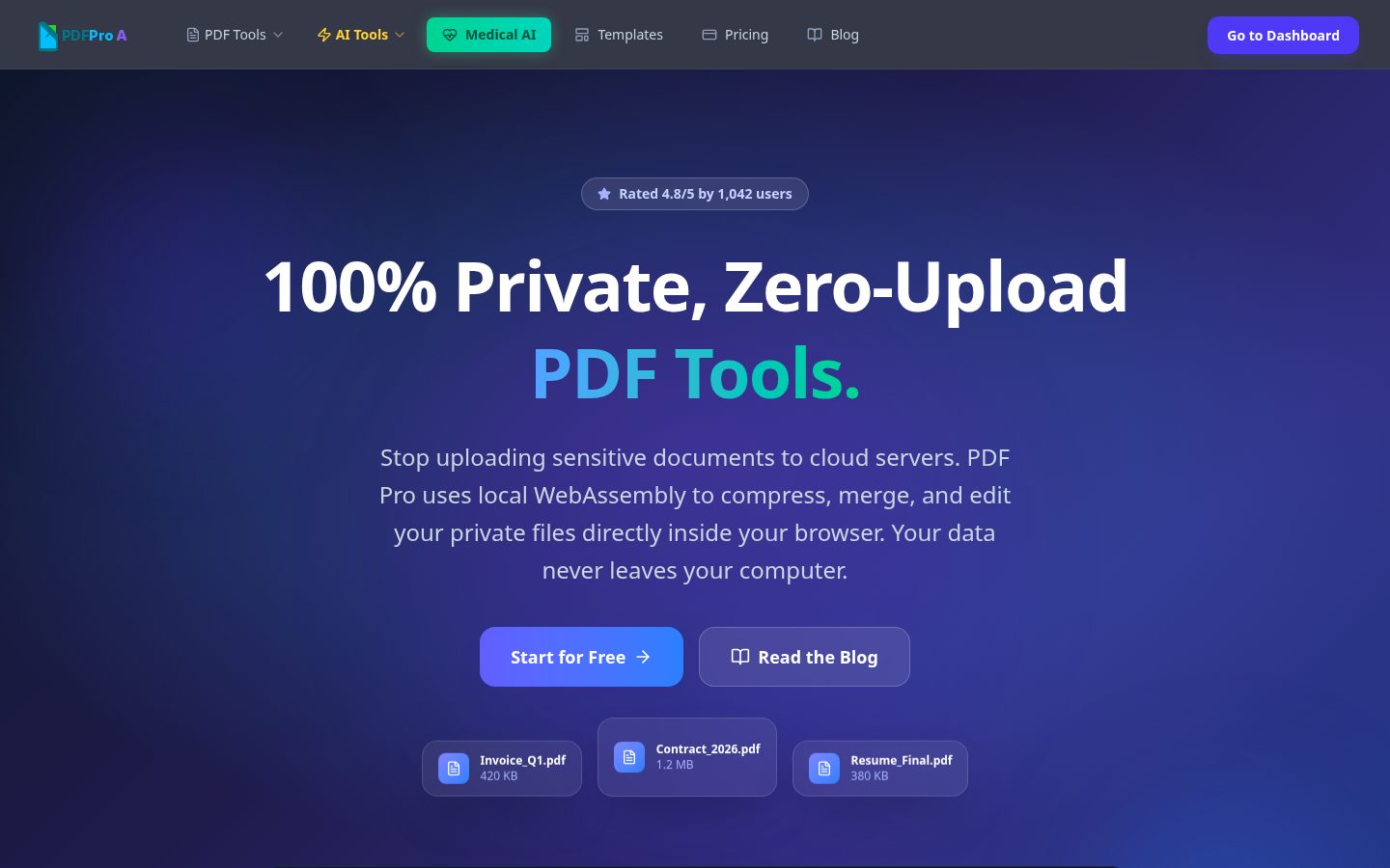 PDF Pro AI Homepage