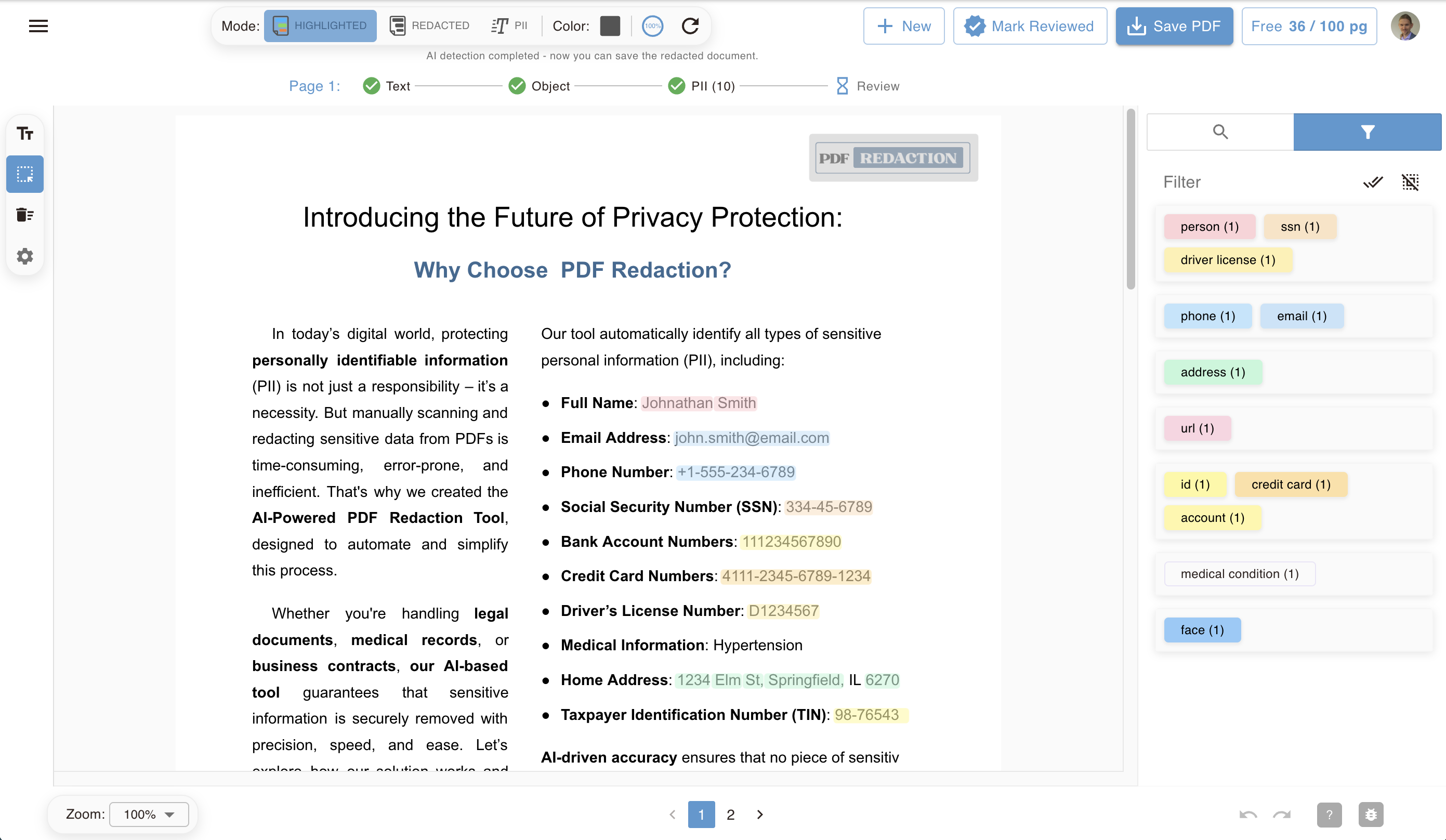 Redaction UI