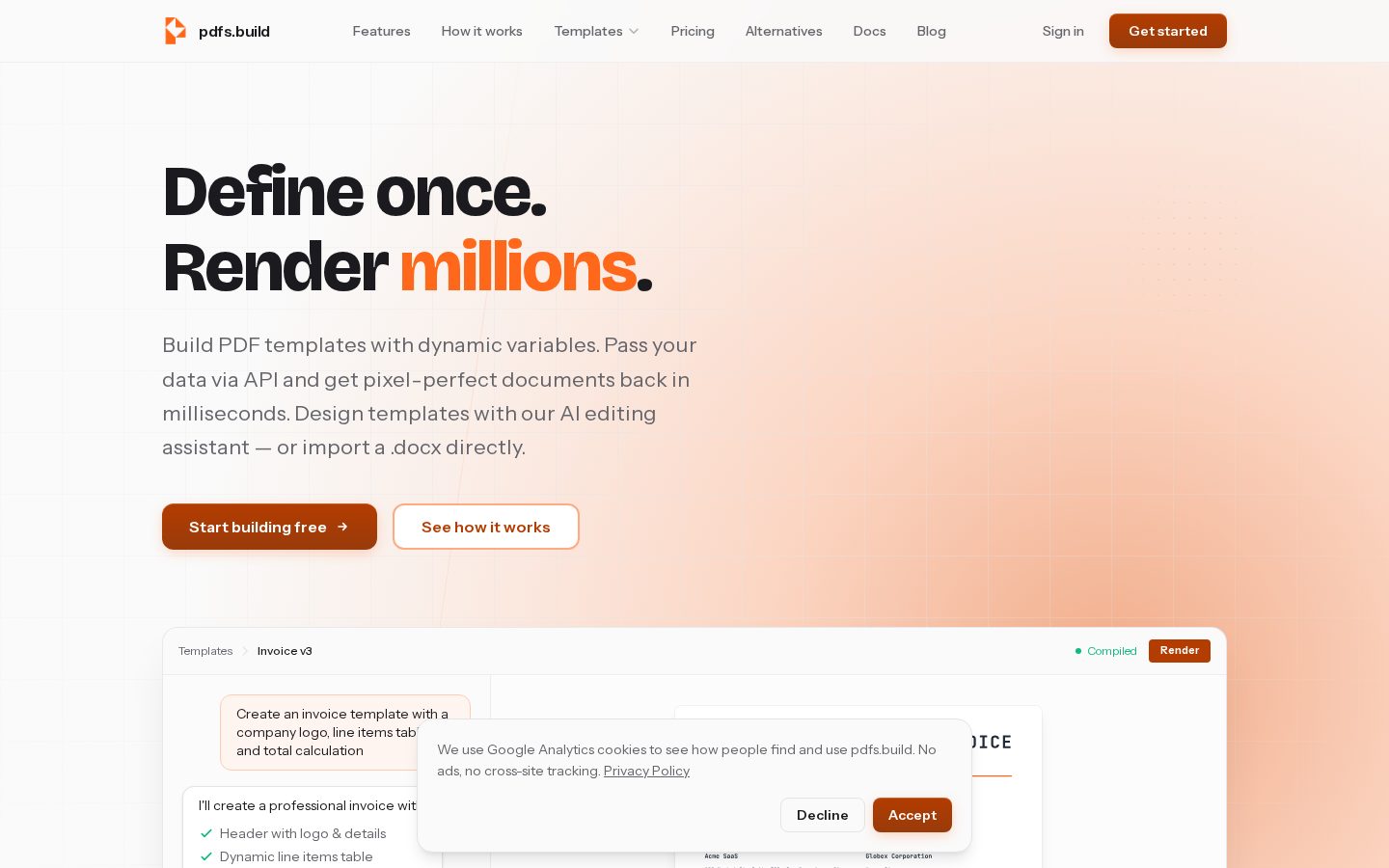 pdfs.build Homepage