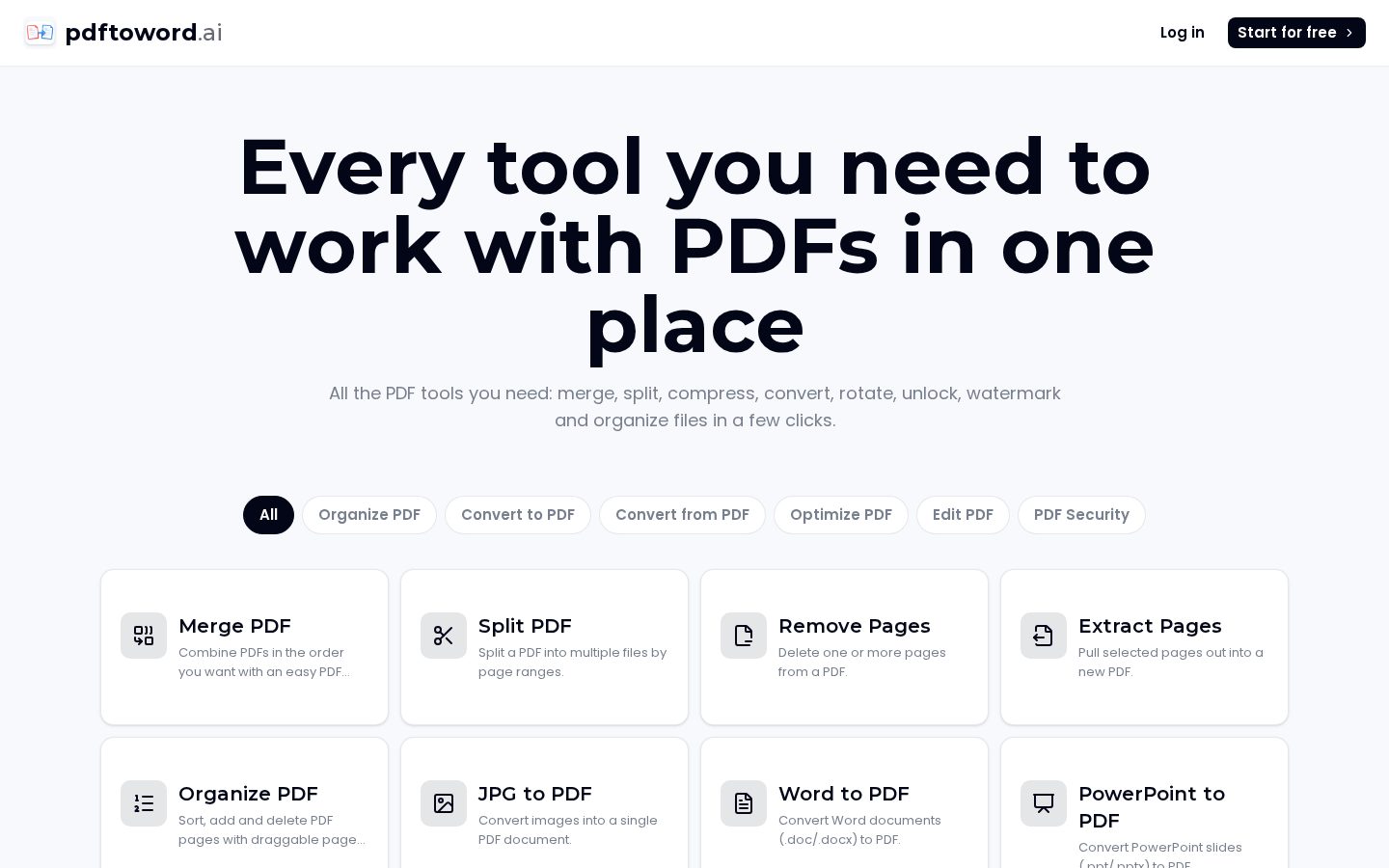 pdftoword.ai Homepage