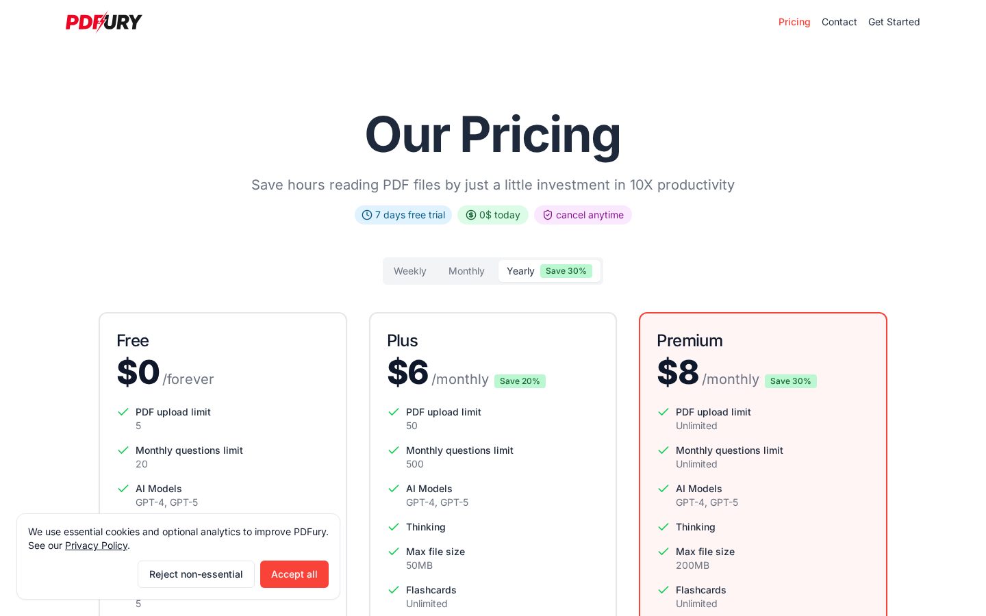 PDFury Pricing