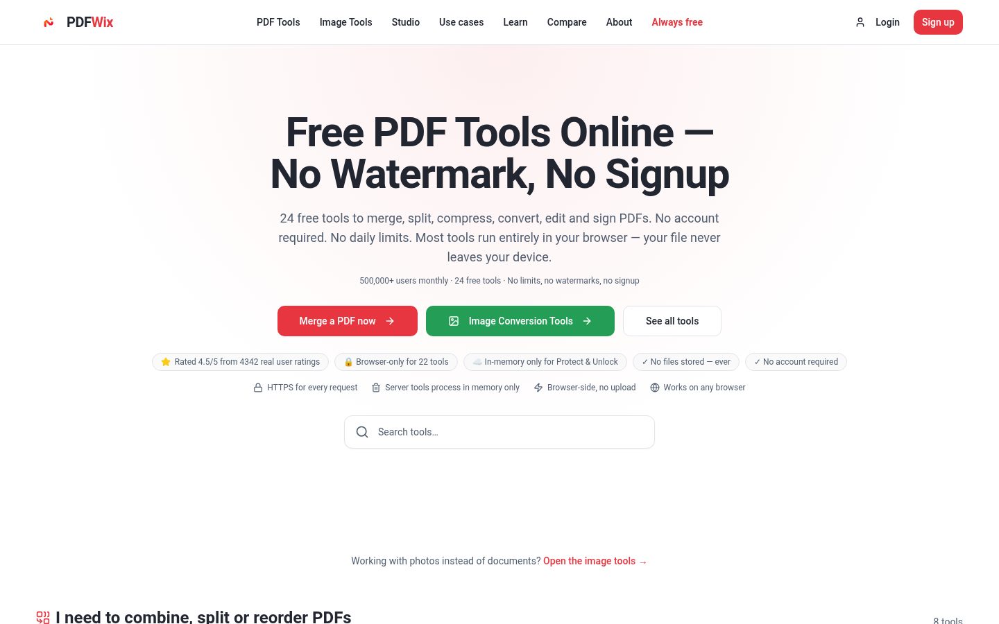 PDFWix Homepage