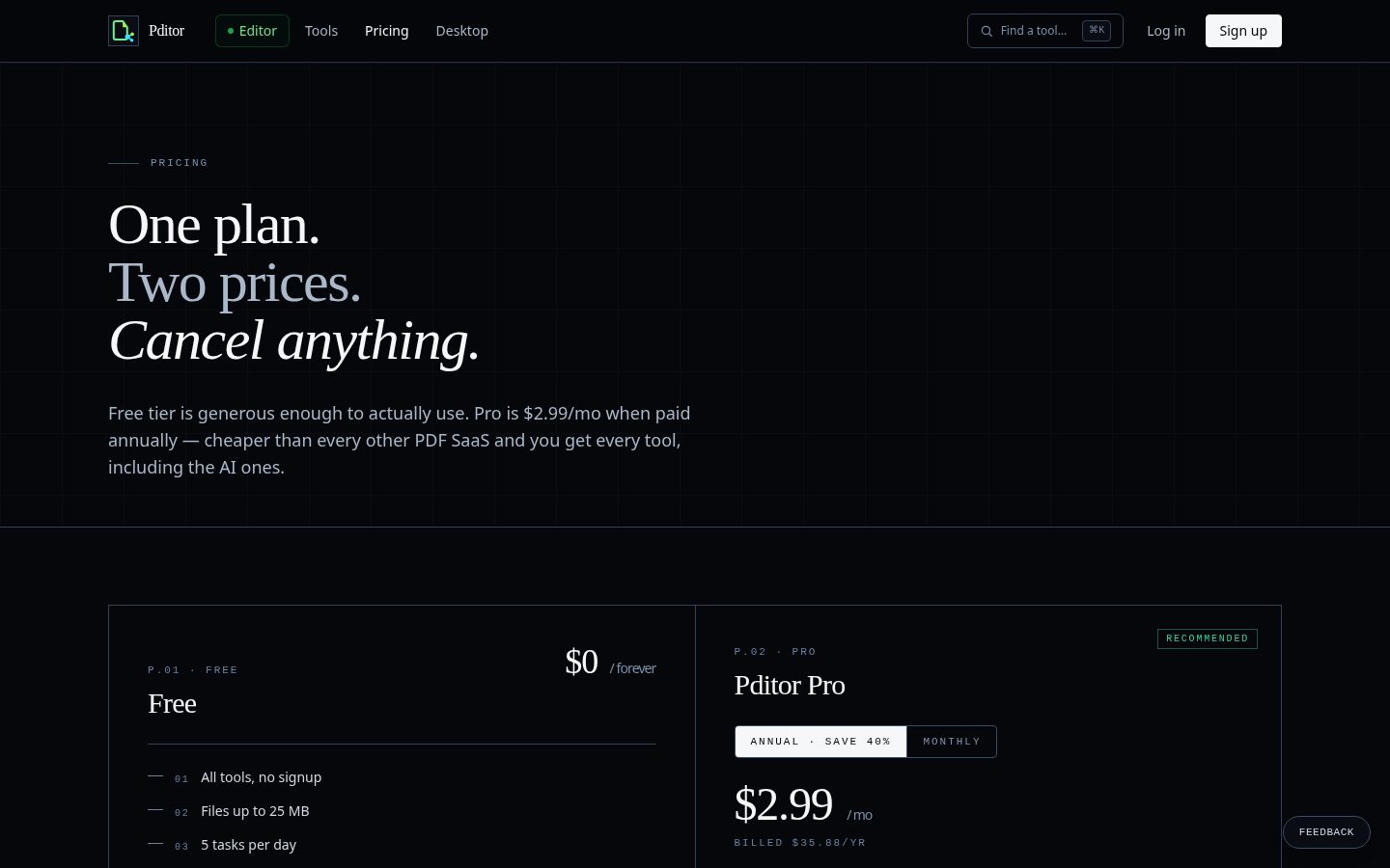 Pditor Pricing