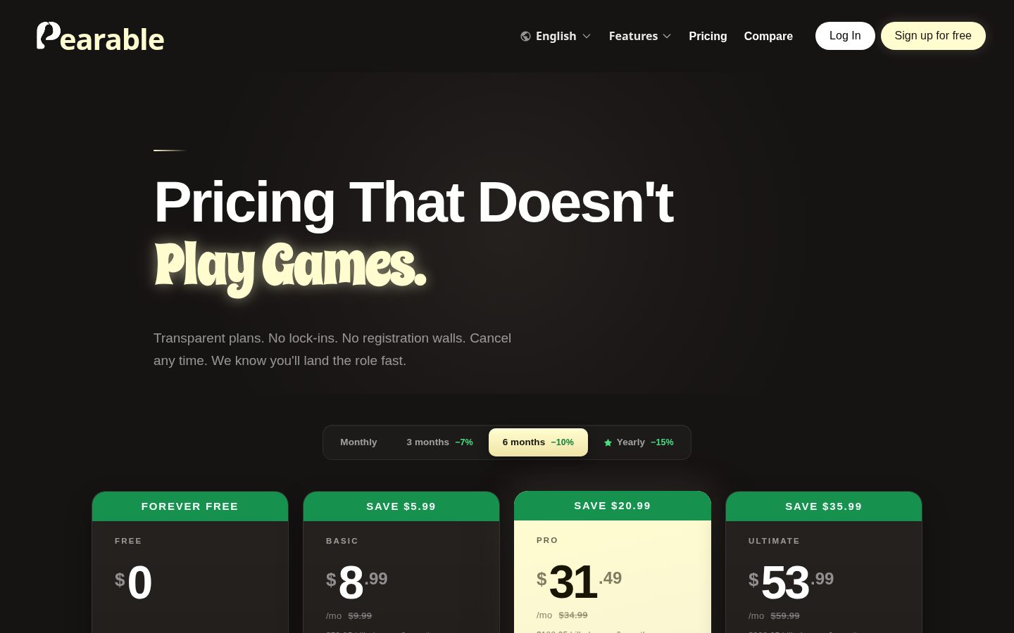 Pearable Pricing