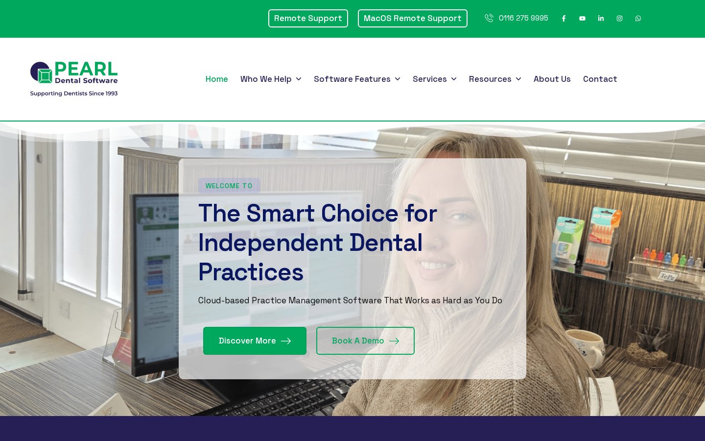 Pearl Dental AI Software Homepage