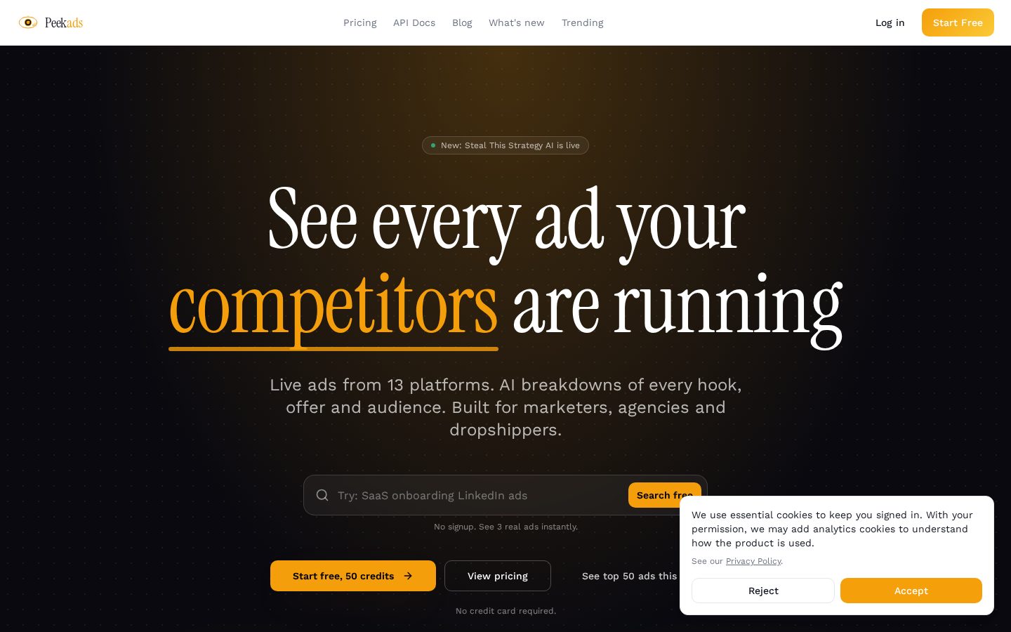 Peekads Homepage