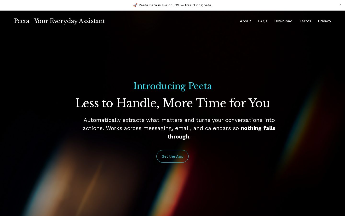 Peeta Your Everyday AI Assisstant Homepage