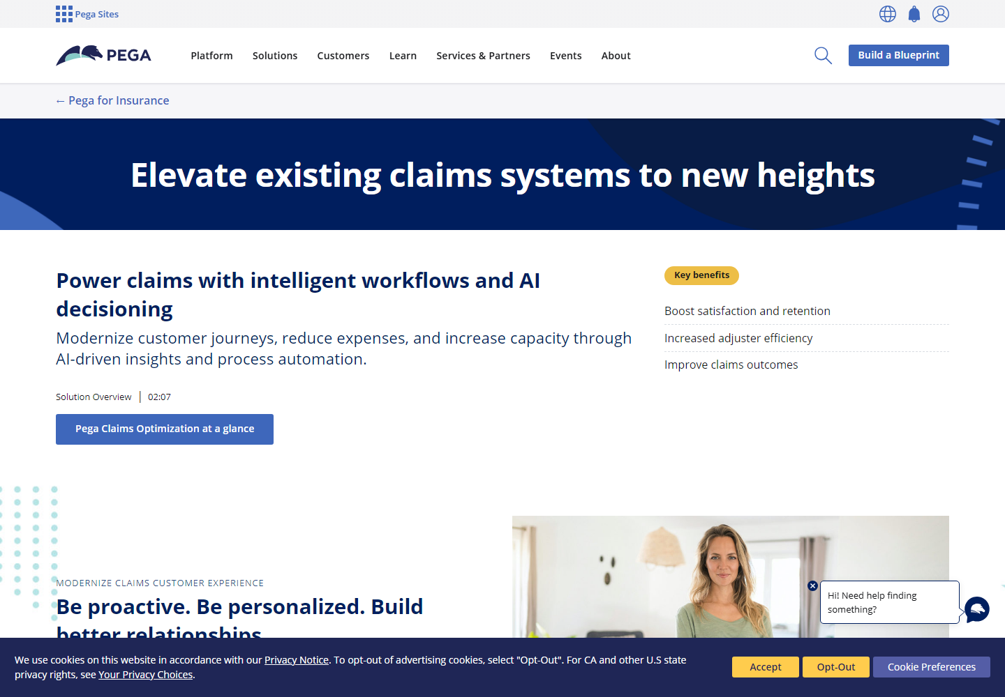 Pega claims optimization homepage