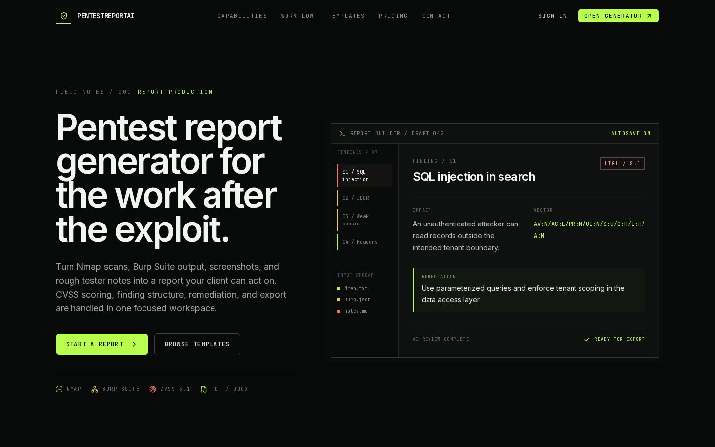 PentestReportAI Homepage