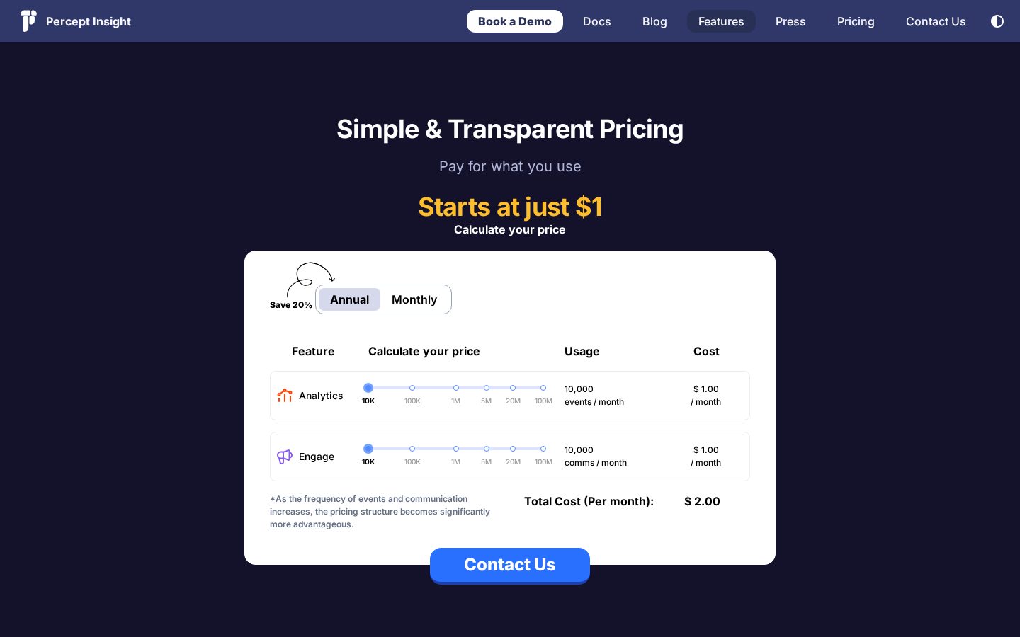 PerceptInsight Pricing