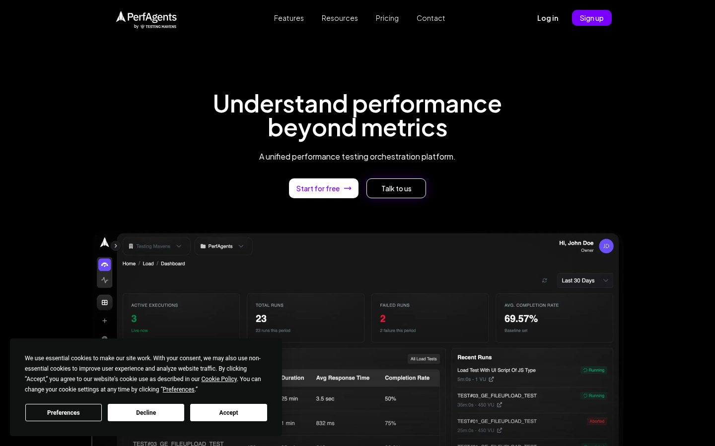 PerfAgents Homepage
