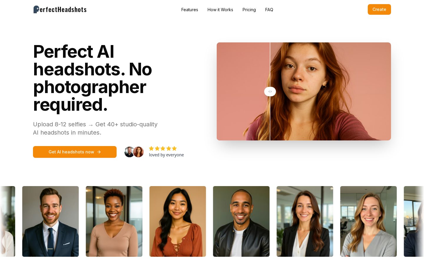 PerfectHeadshots Homepage