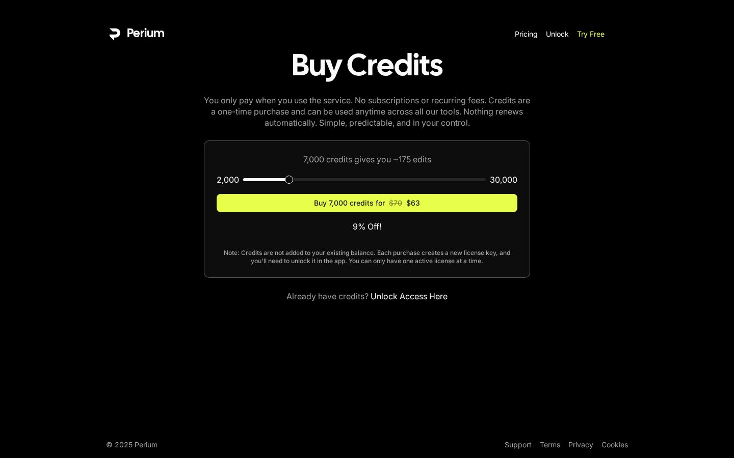 Perium AI Image Editor Pricing