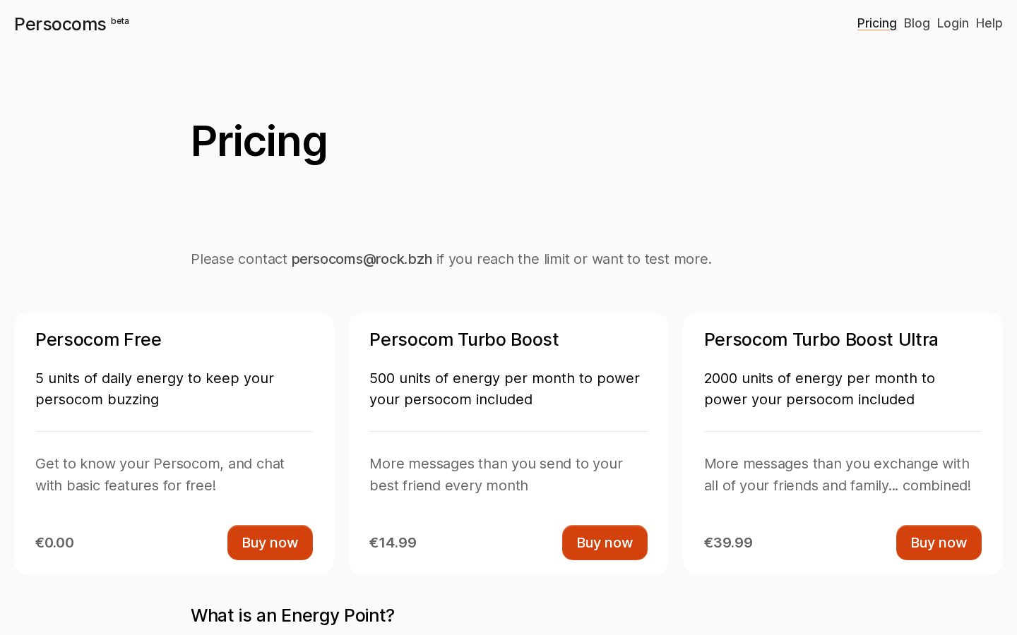 Persocoms Pricing