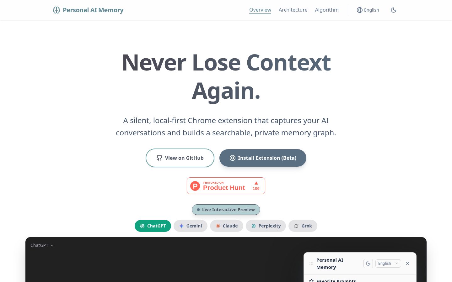 Personal AI Memory Homepage