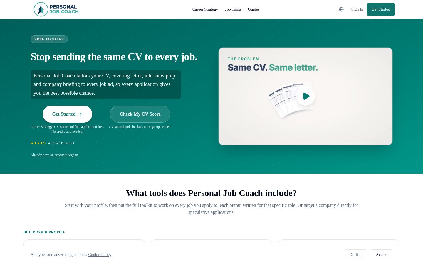 Personal Job Coach Homepage