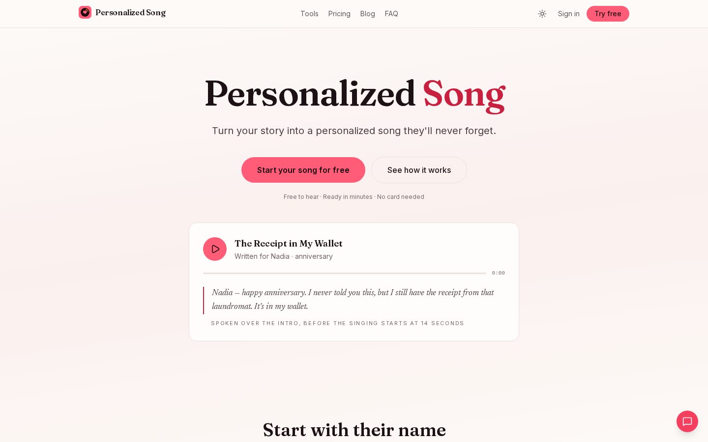 Personalized Song Homepage