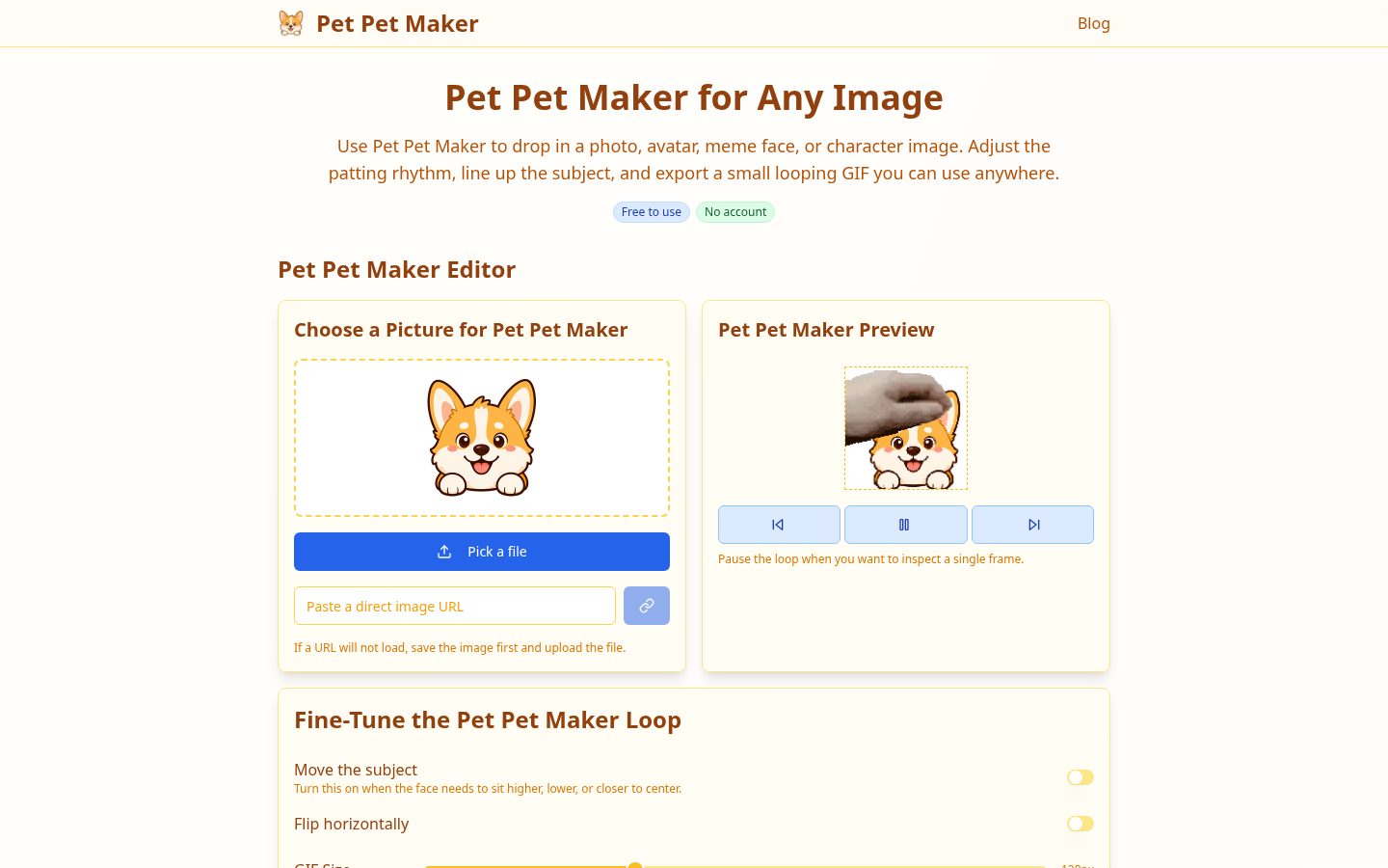 Pet Pet Maker Homepage