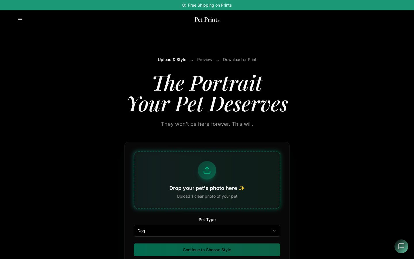 Pet Print Homepage