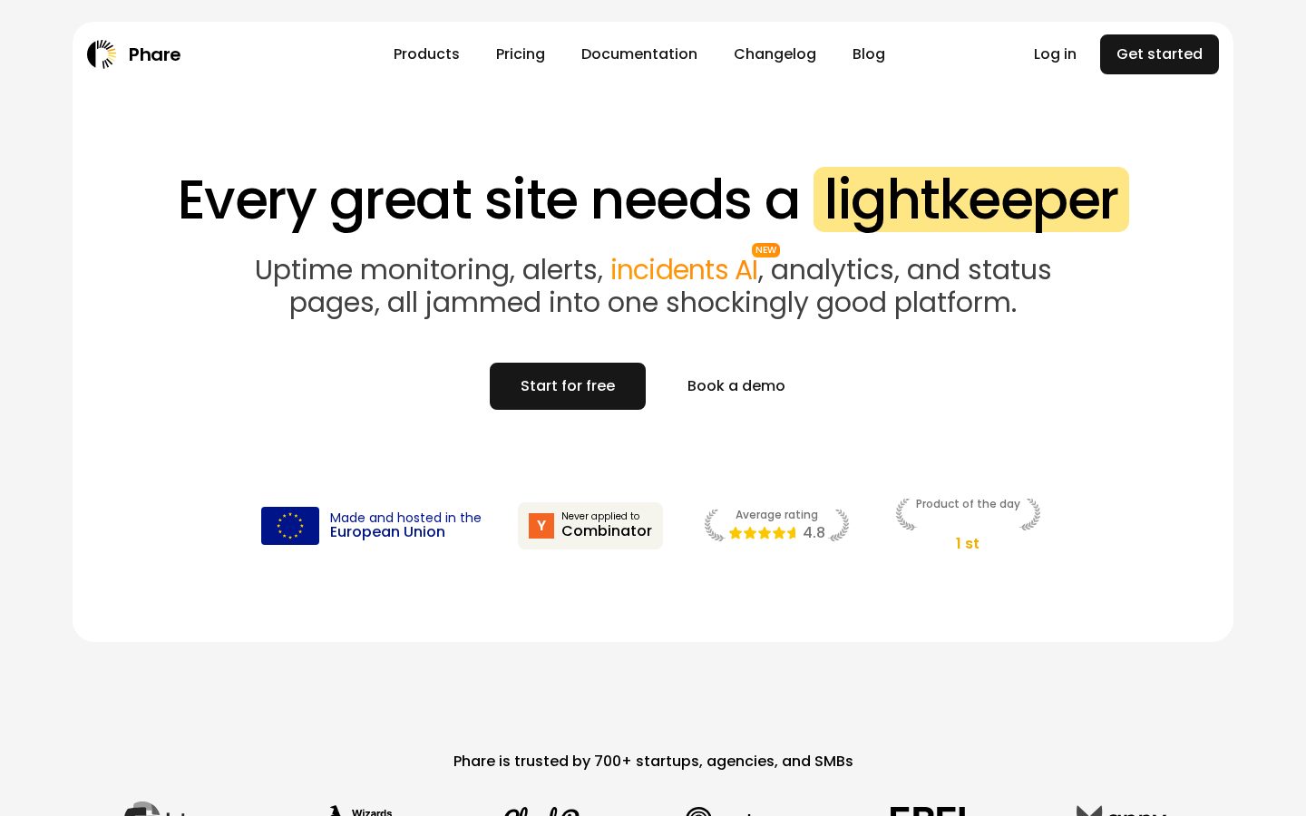 Phare Incident AI Homepage