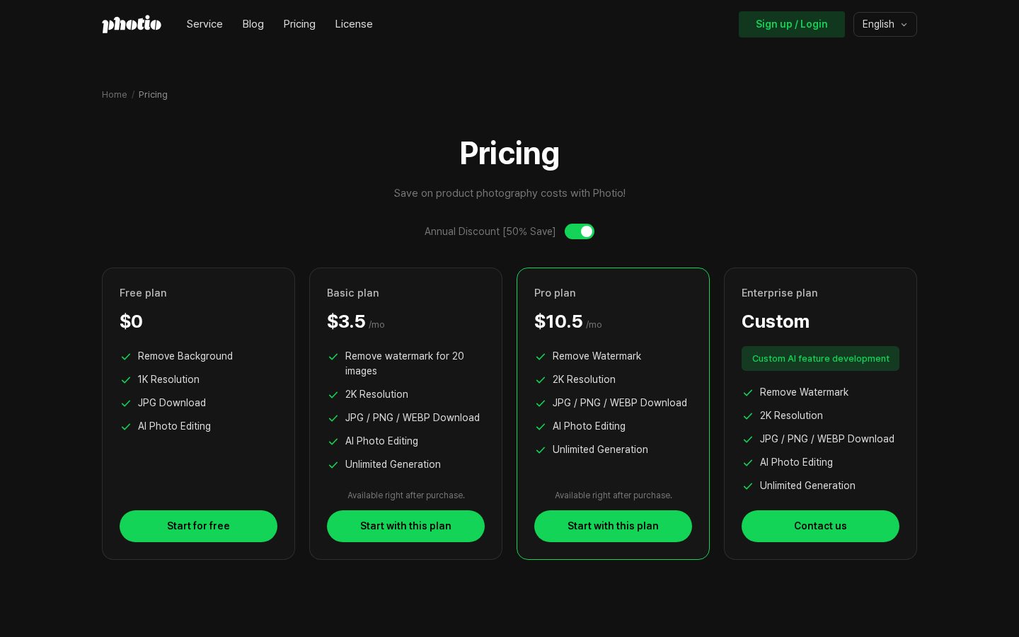 Photio Pricing