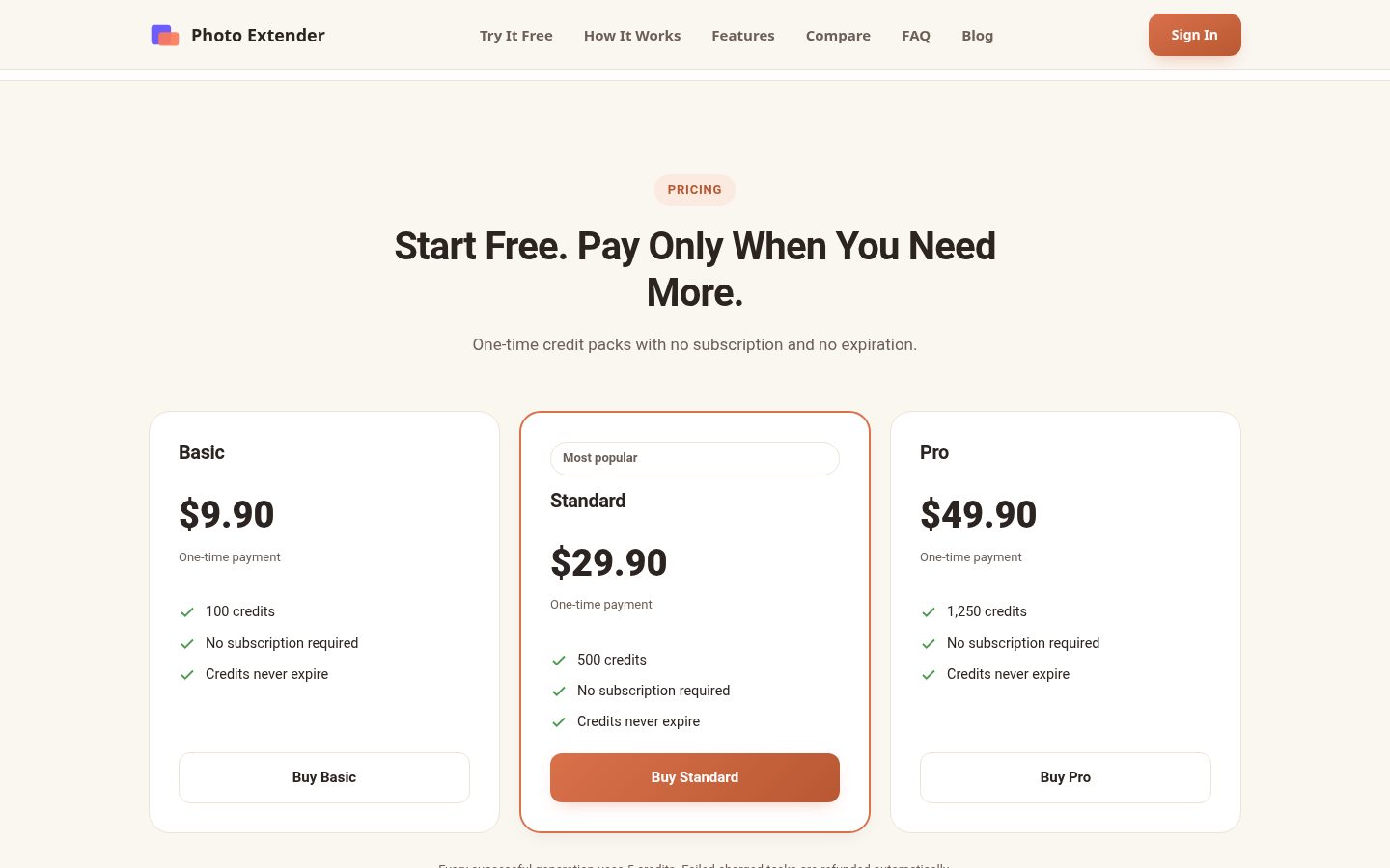 Photo Extender Pricing