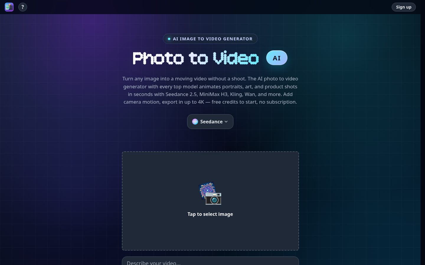 Photo to Video Homepage