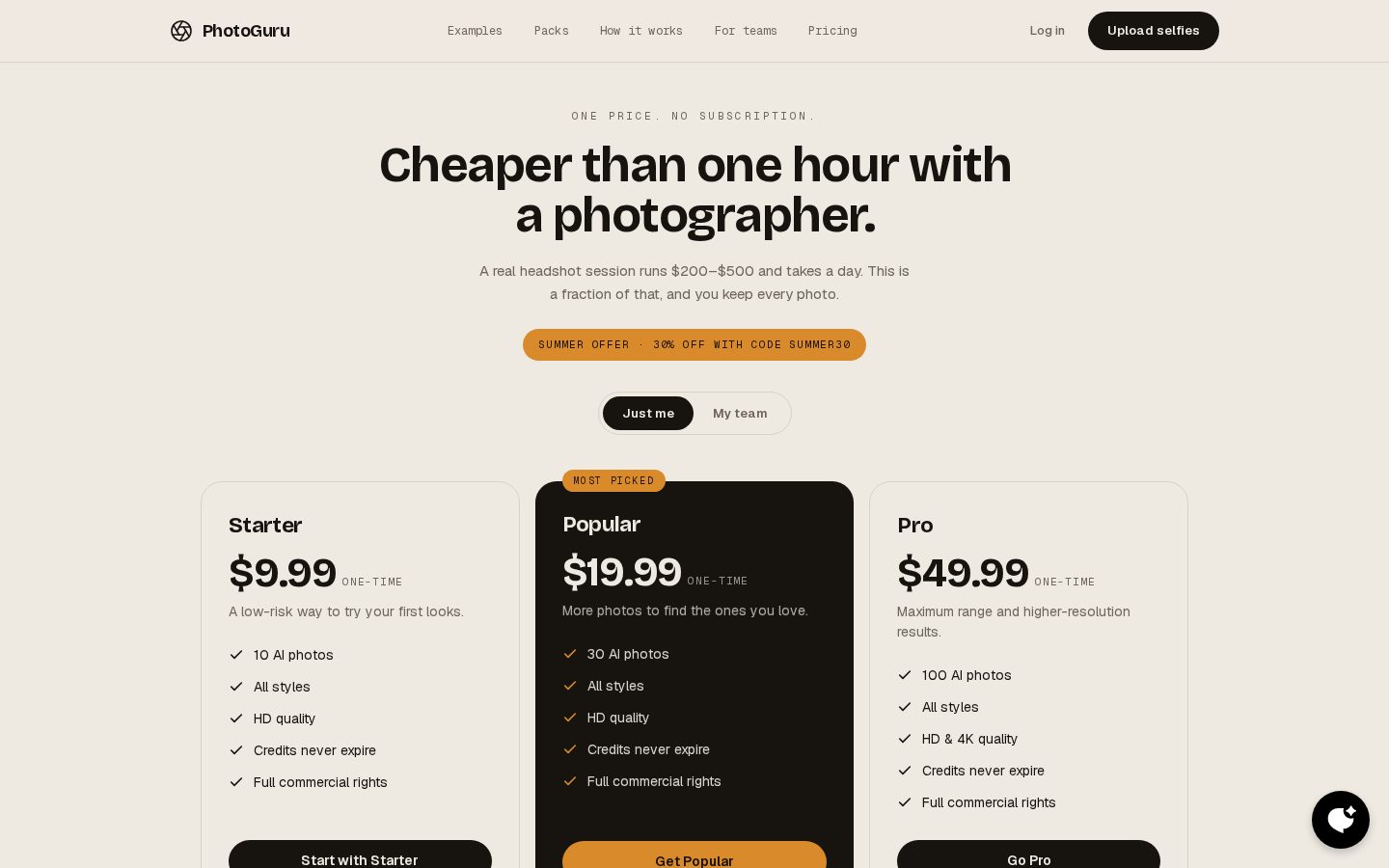 PhotoGuru AI Pricing