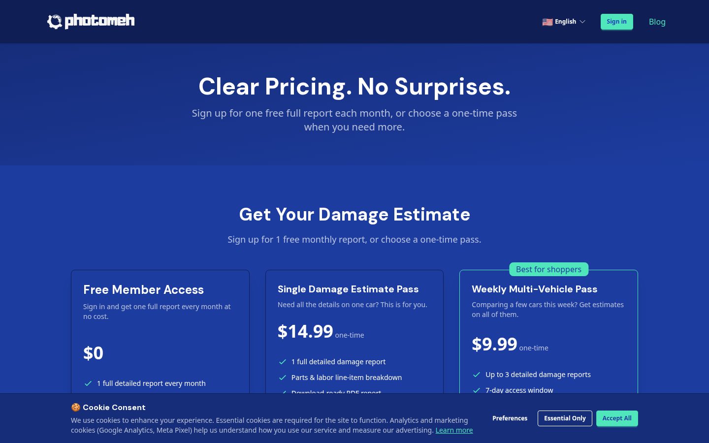 PhotoMeh Pricing