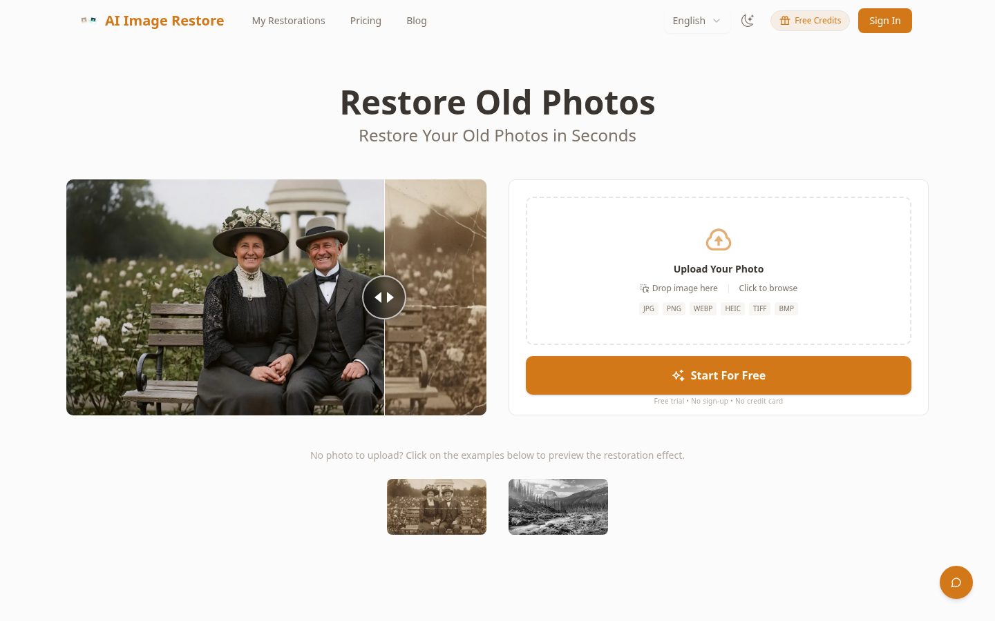 PhotoRestore AI Homepage