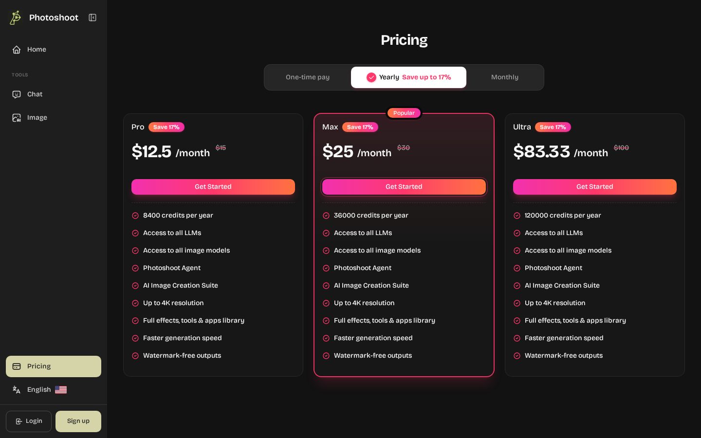 PhotoShoot Pricing