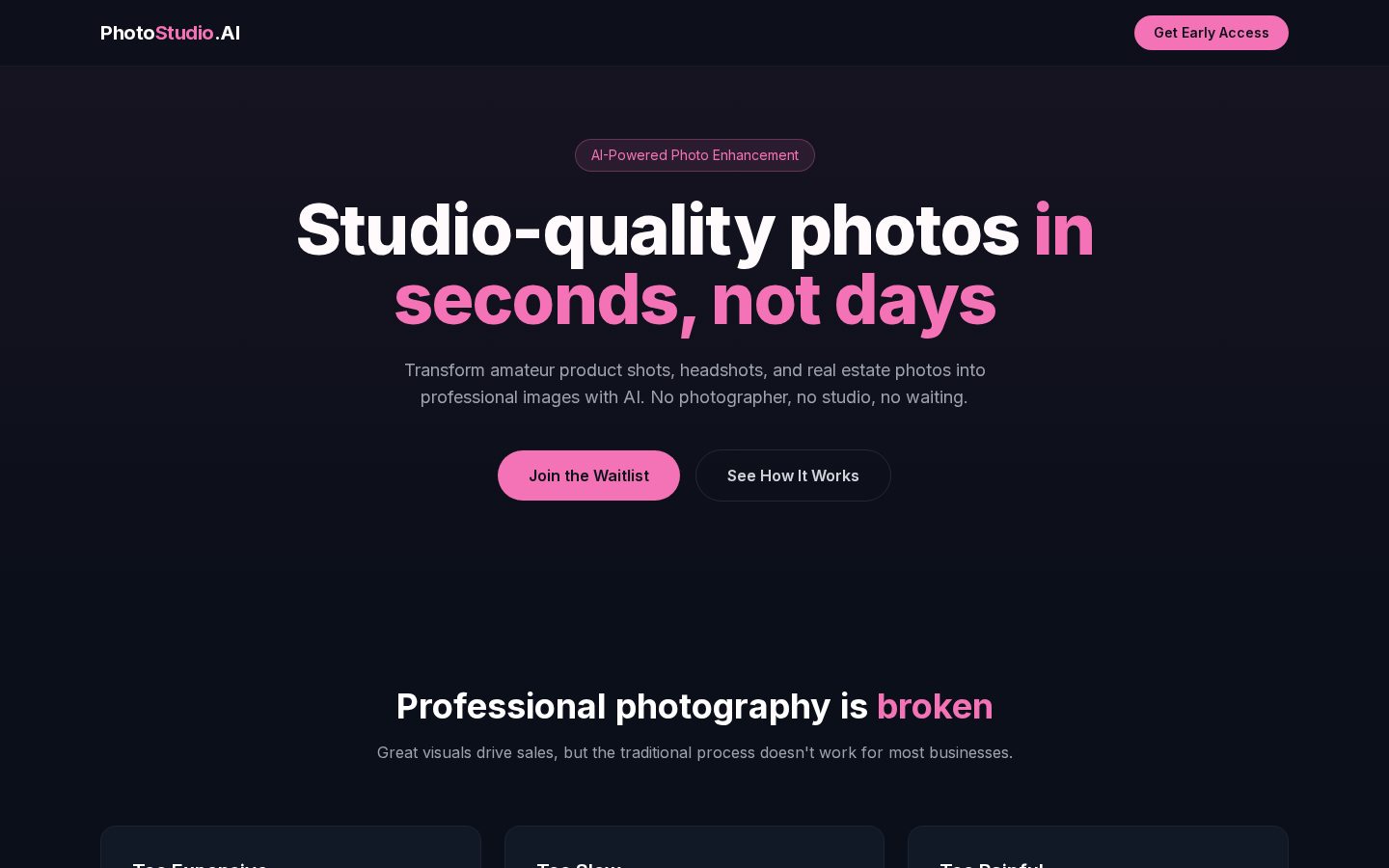 Photostudio Ai Homepage