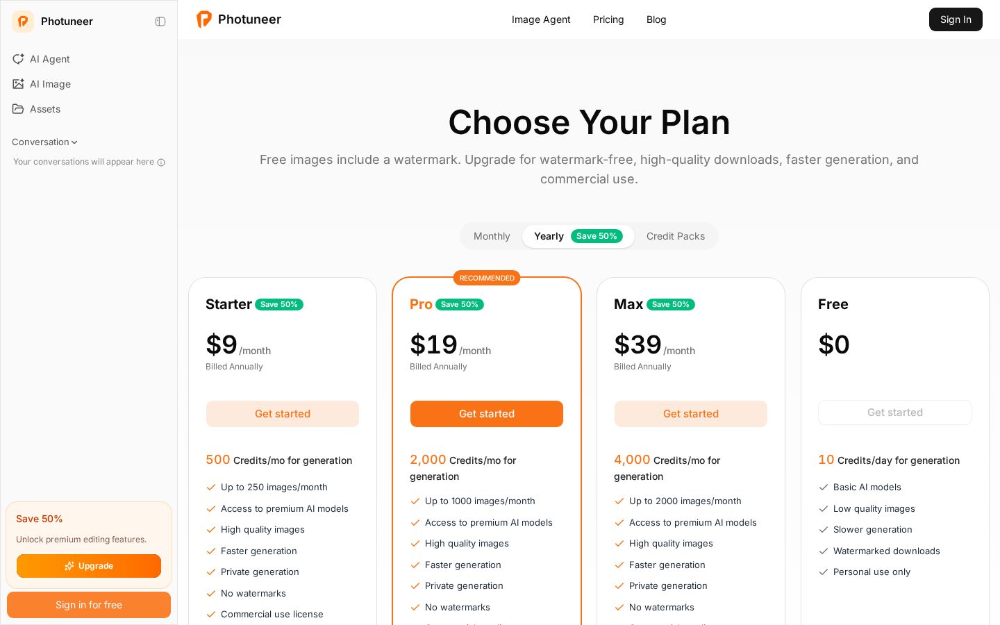 Photuneer Pricing