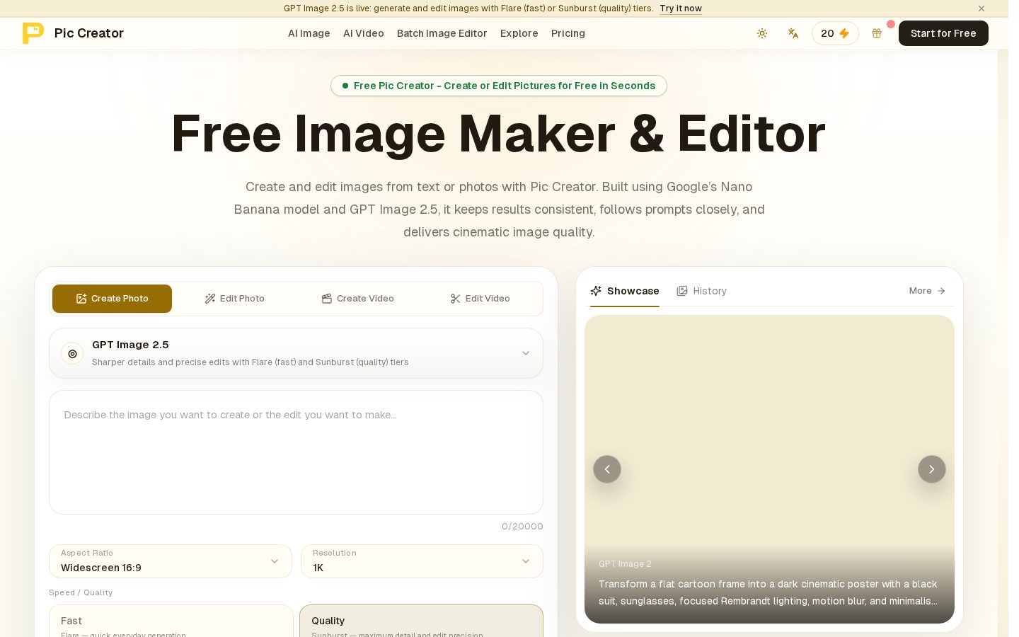 Pic Creator Homepage