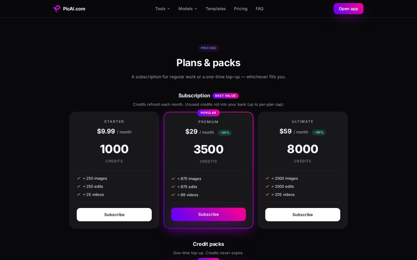 PicAI Pricing