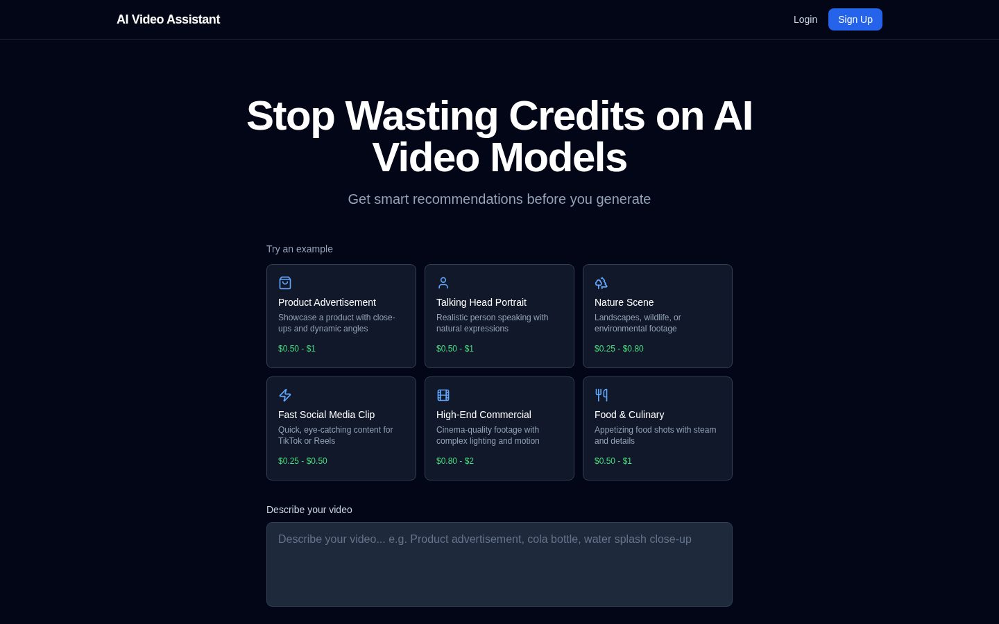 Pick AI Videos Homepage