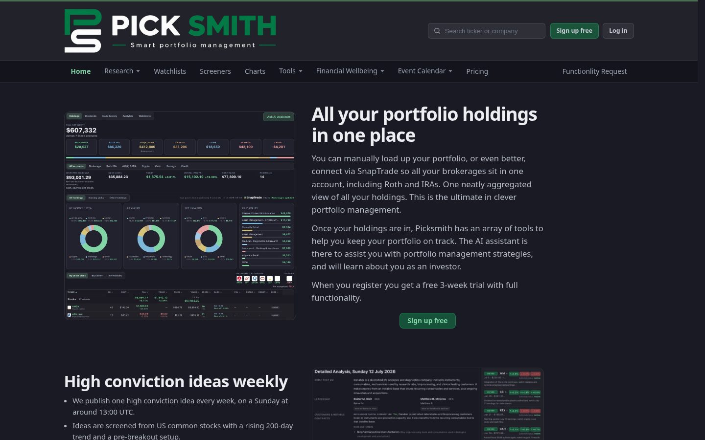 Picksmith Homepage