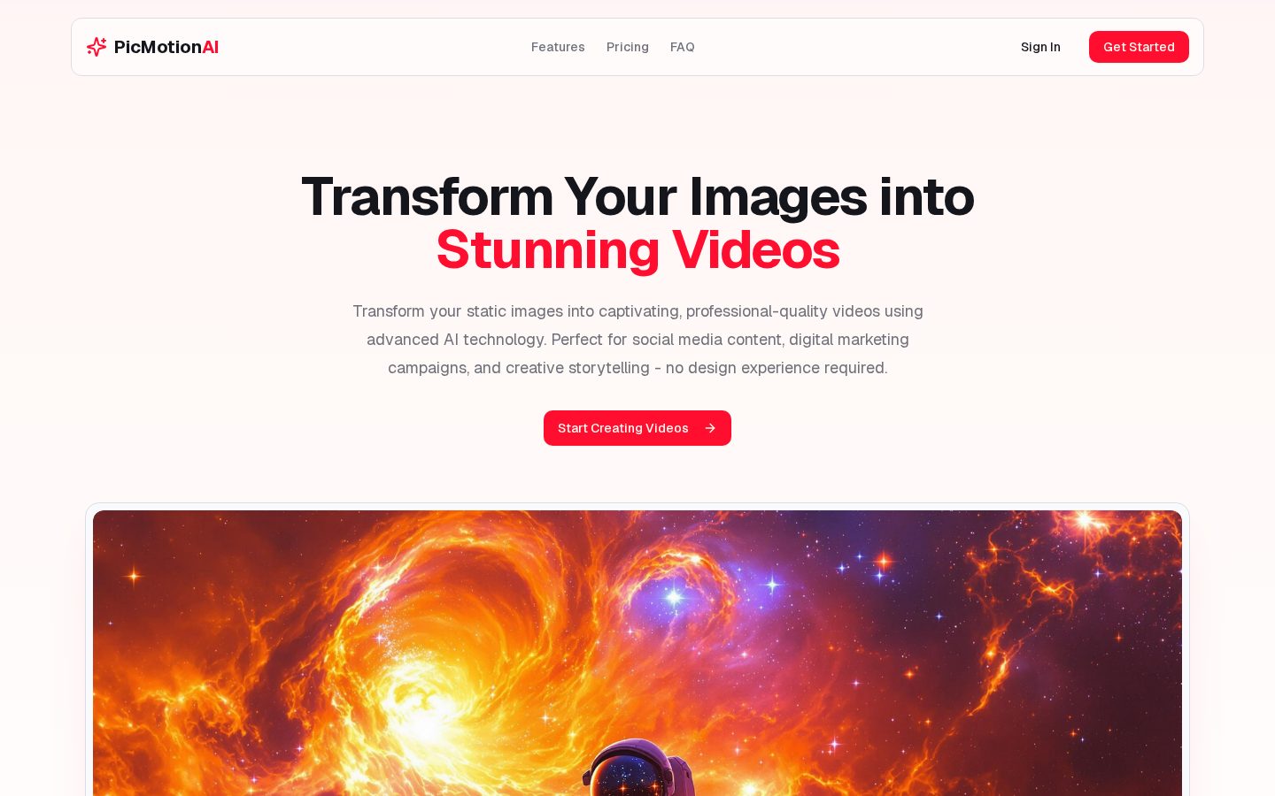 PicMotionAI Homepage