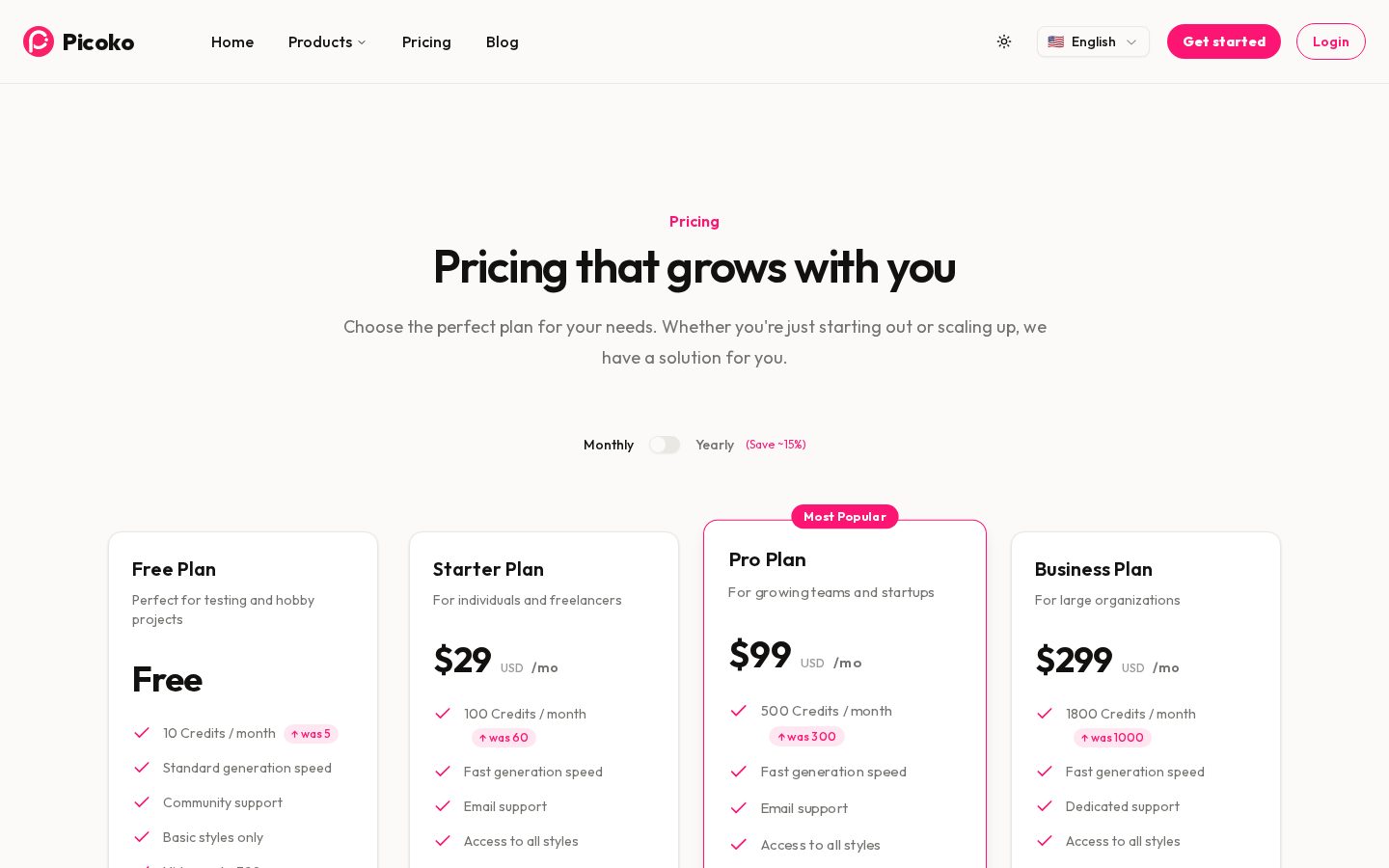 Picoko Pricing