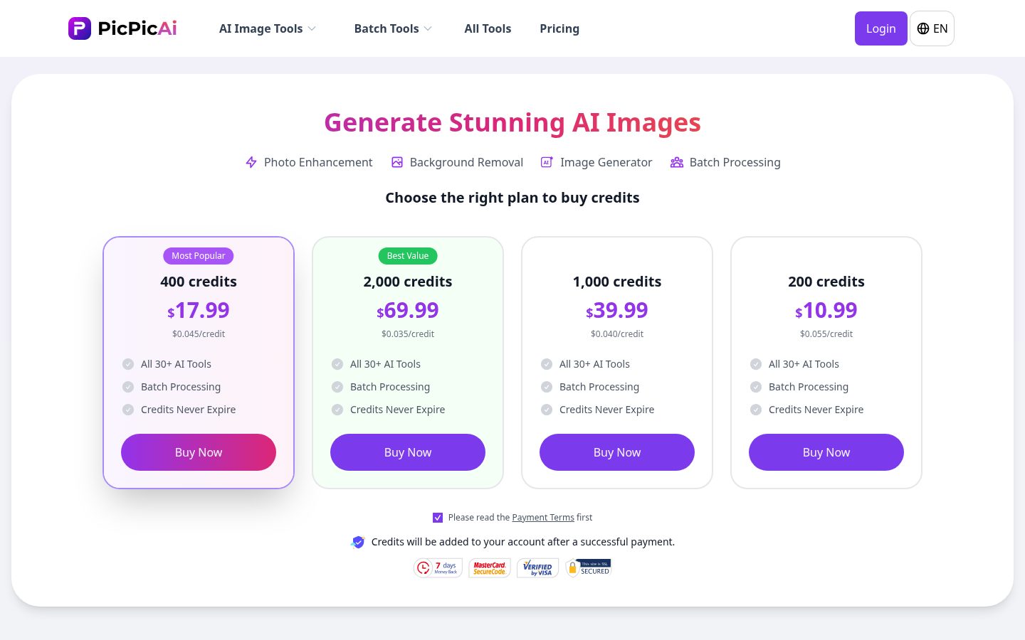 PicPicAI Pricing