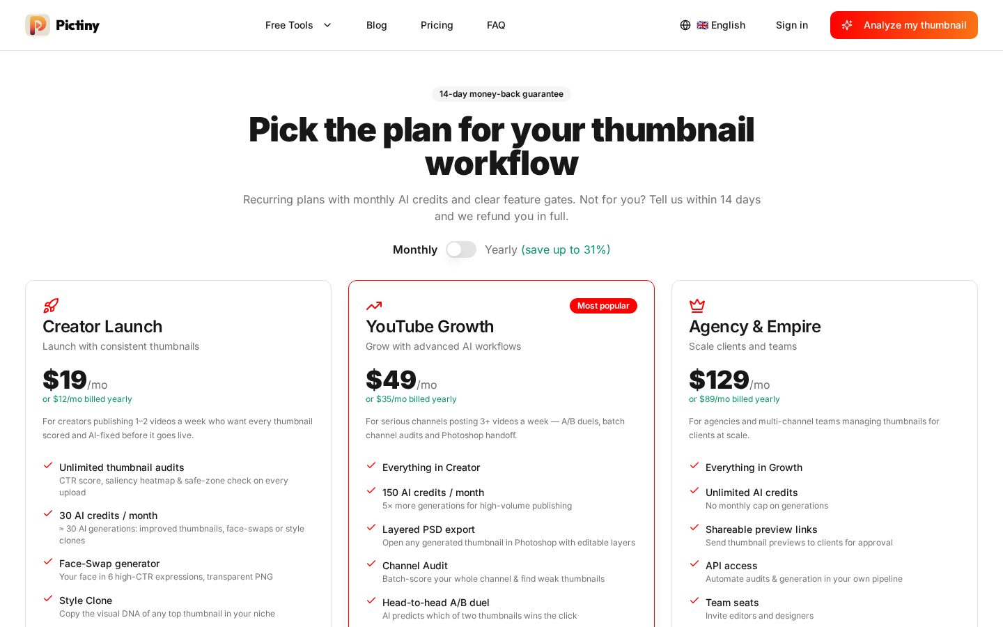 Pictiny Pricing