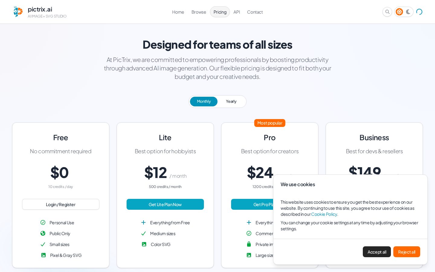 PicTrix Pricing
