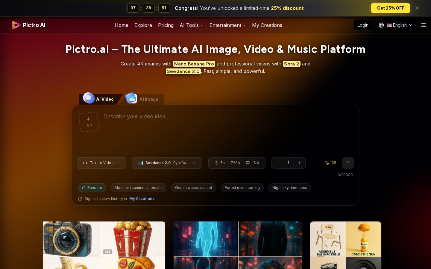 Pictro AI Homepage