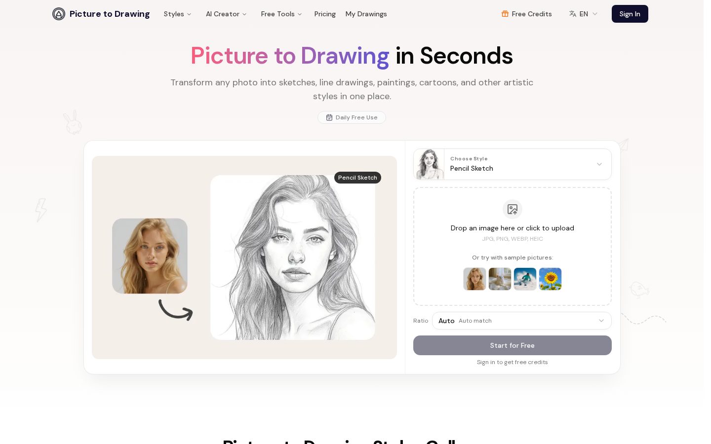Picture to Drawing Homepage