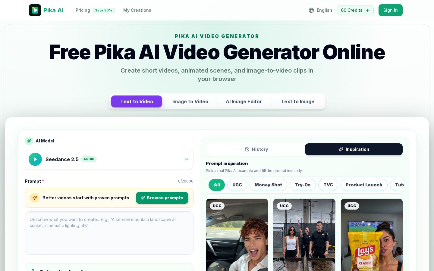Pika AI Homepage