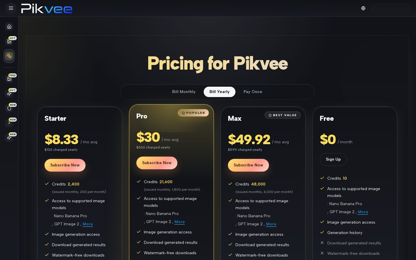Pikvee Pricing