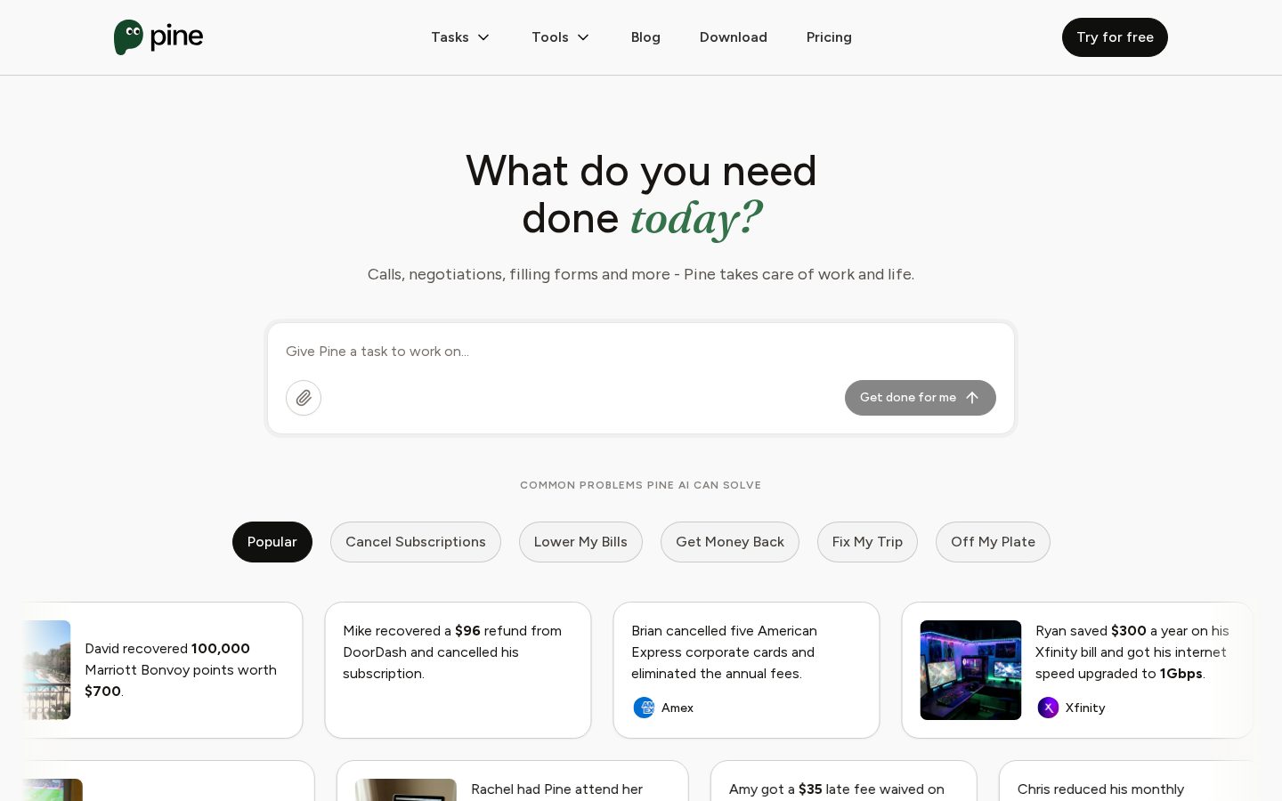 Pine AI Homepage